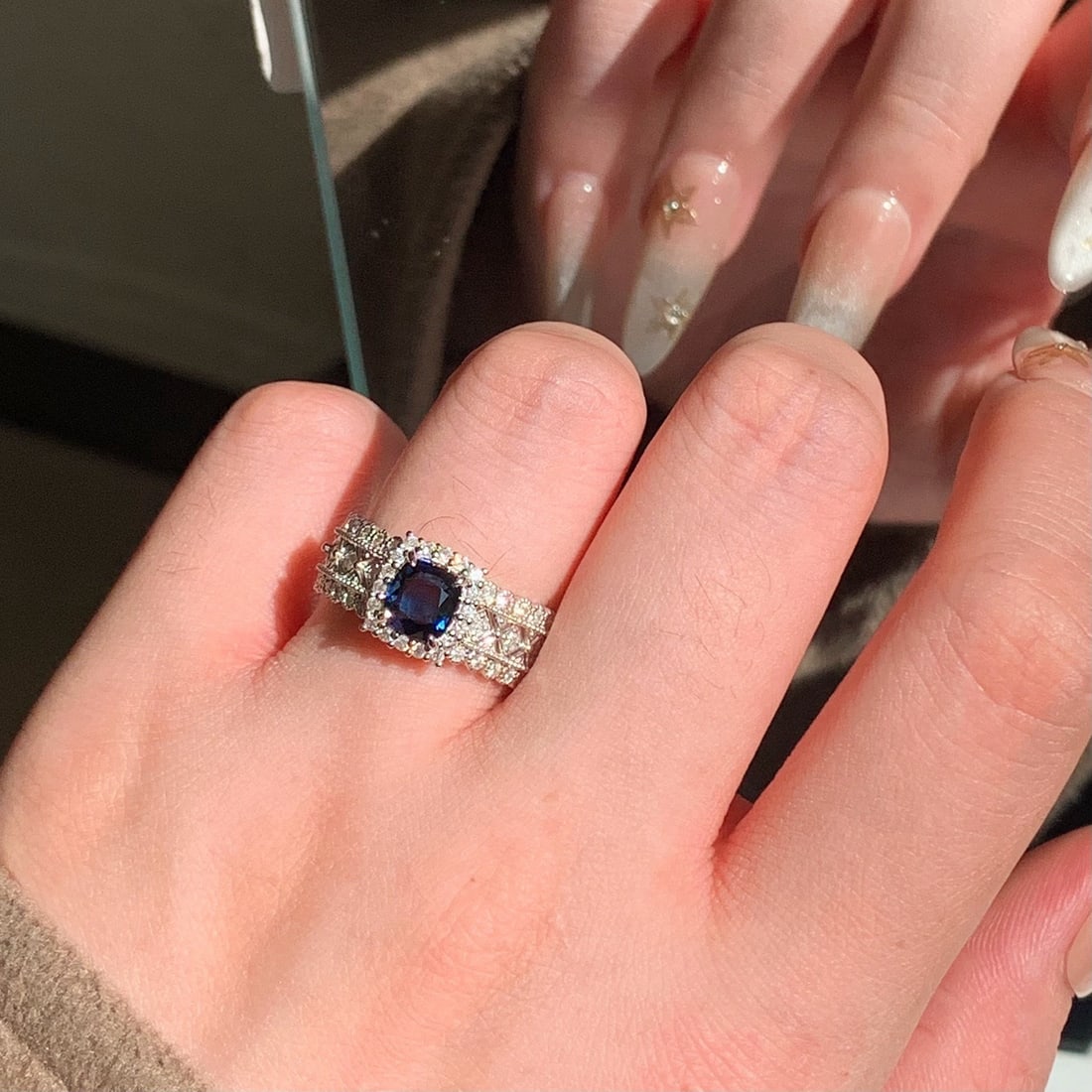 14k Gold 1.72 Ctw Natural Sapphire & Diamond Ring - 5