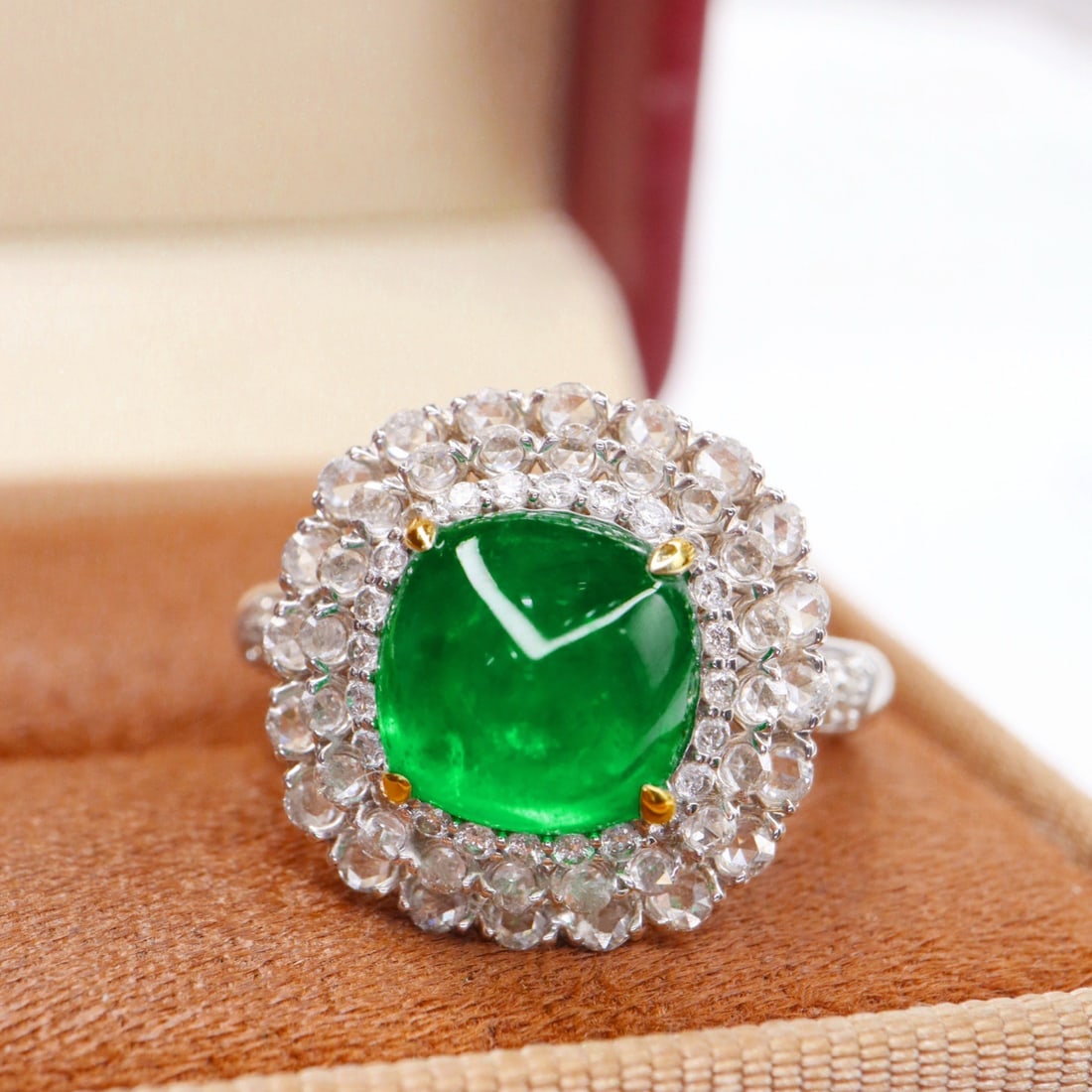 14k Gold 3.97 Ctw Vivid Green Natural Emerald & Diamond Ring - 3