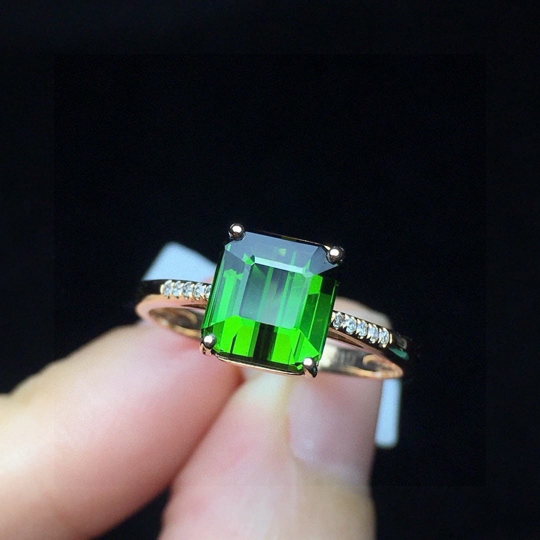 14k Gold 2.22 Ct Natural Tourmaline & Diamond Ring - 2