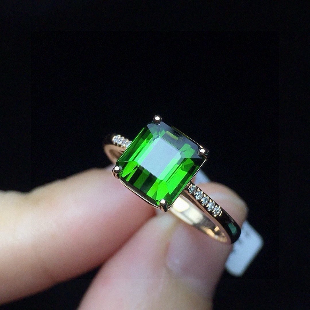 14k Gold 2.22 Ct Natural Tourmaline & Diamond Ring - 3