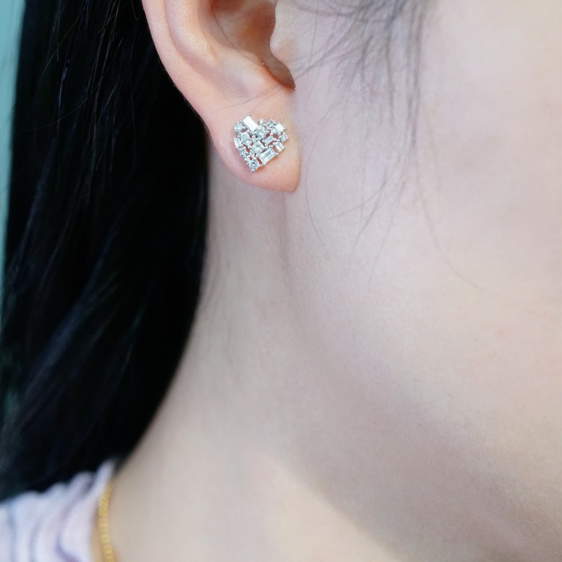 14k Gold 0.60 Ct Natural H Diamond Earrings - 6