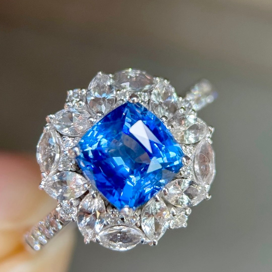 14k Gold 1.83 Ctw Natural Sapphire & Diamond Ring - 5