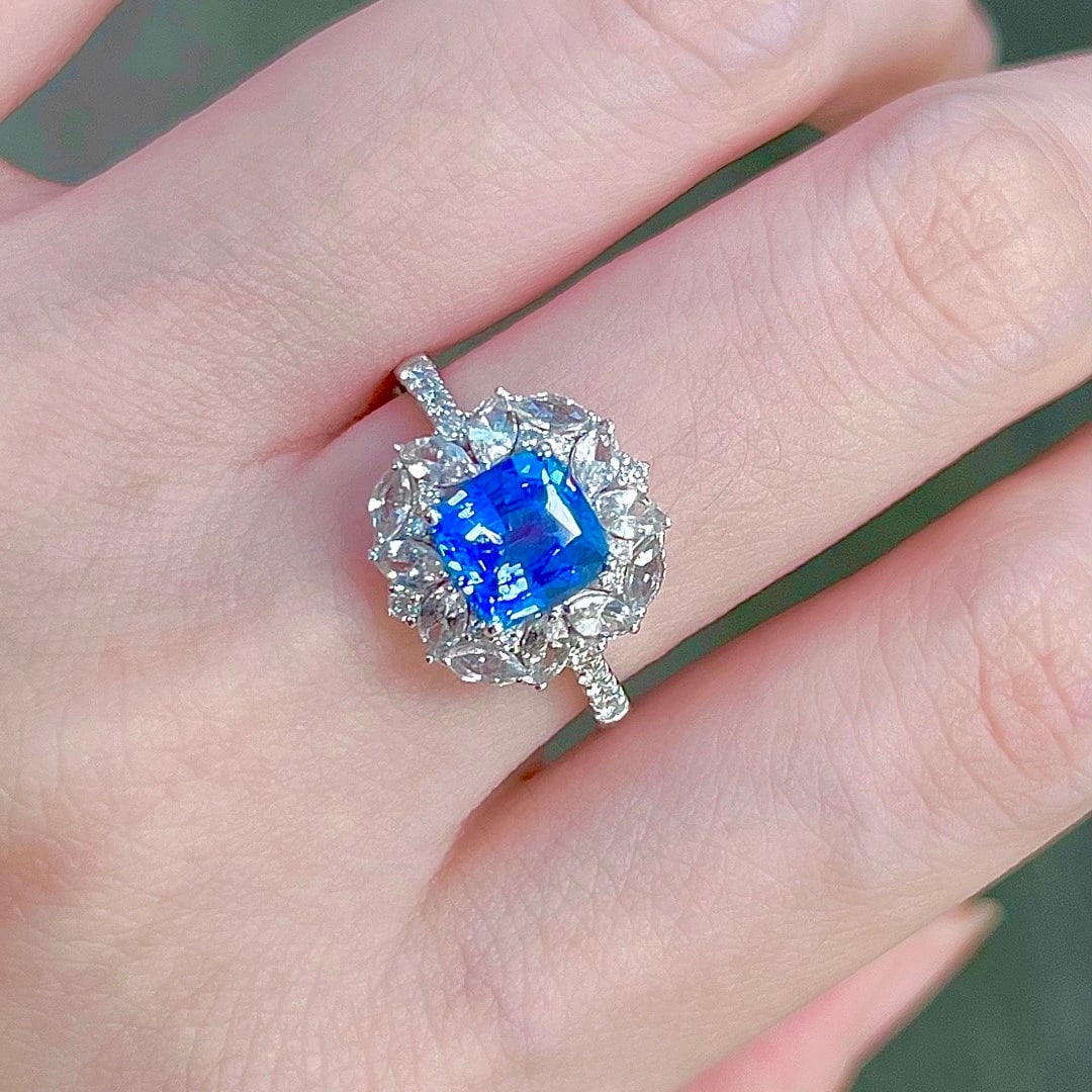 14k Gold 1.83 Ctw Natural Sapphire & Diamond Ring - 6