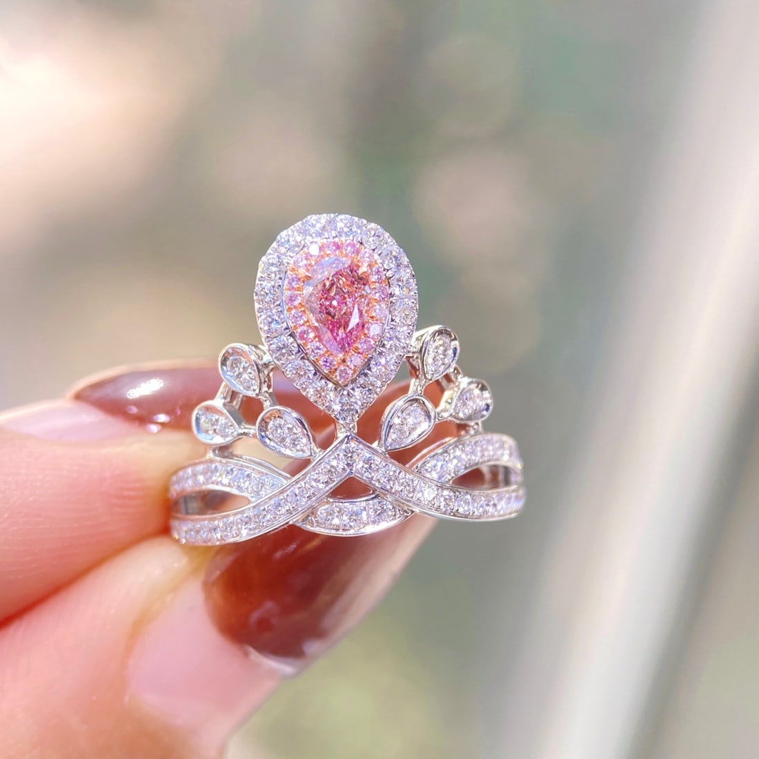 Gia Certified 14k Gold 0.78 Ctw Natural Pink Diamond & Diamond Ring - 2