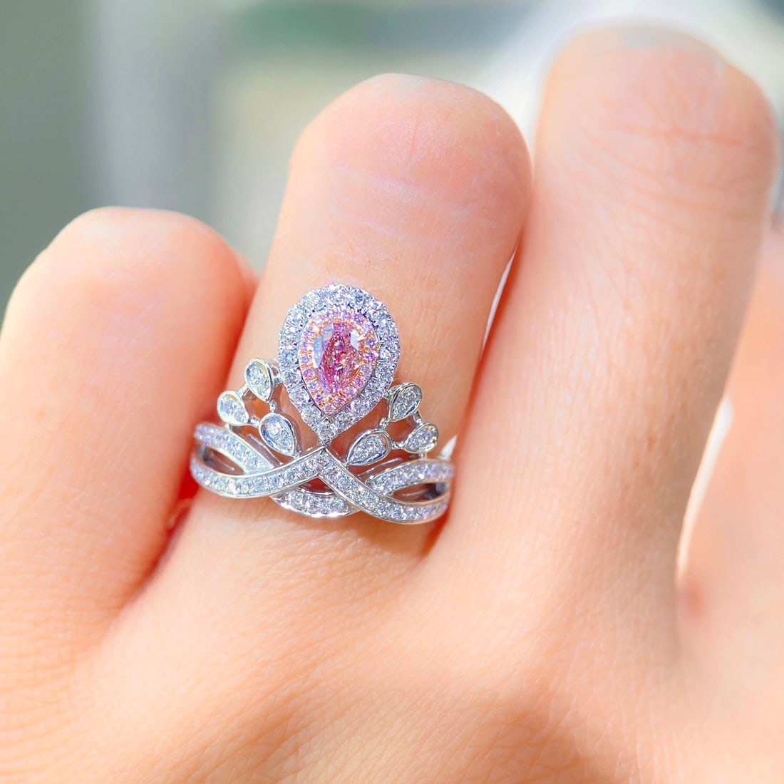 Gia Certified 14k Gold 0.78 Ctw Natural Pink Diamond & Diamond Ring - 3