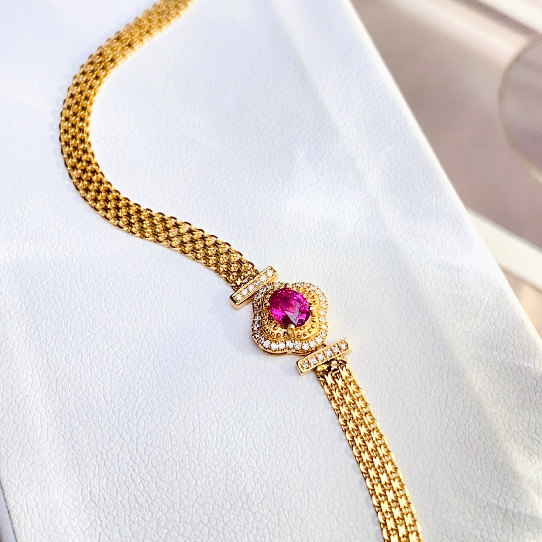 14k Gold 0.55 Ct Natural Ruby & Diamond Bracelet - 2