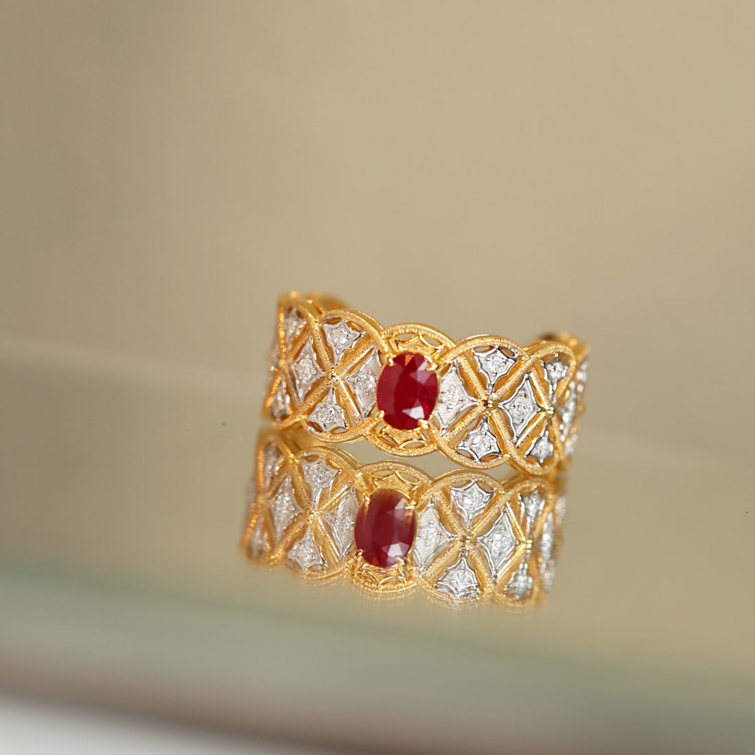 14k Gold 0.91 Ctw Natural Ruby & Diamond Ring - 6