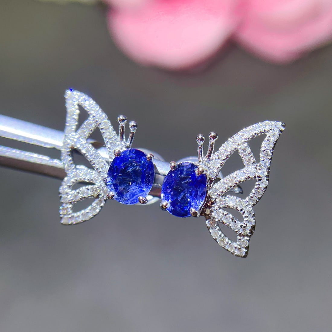 14k Gold 1.06 Ctw Natural Sapphire & Diamond Earrings - 2