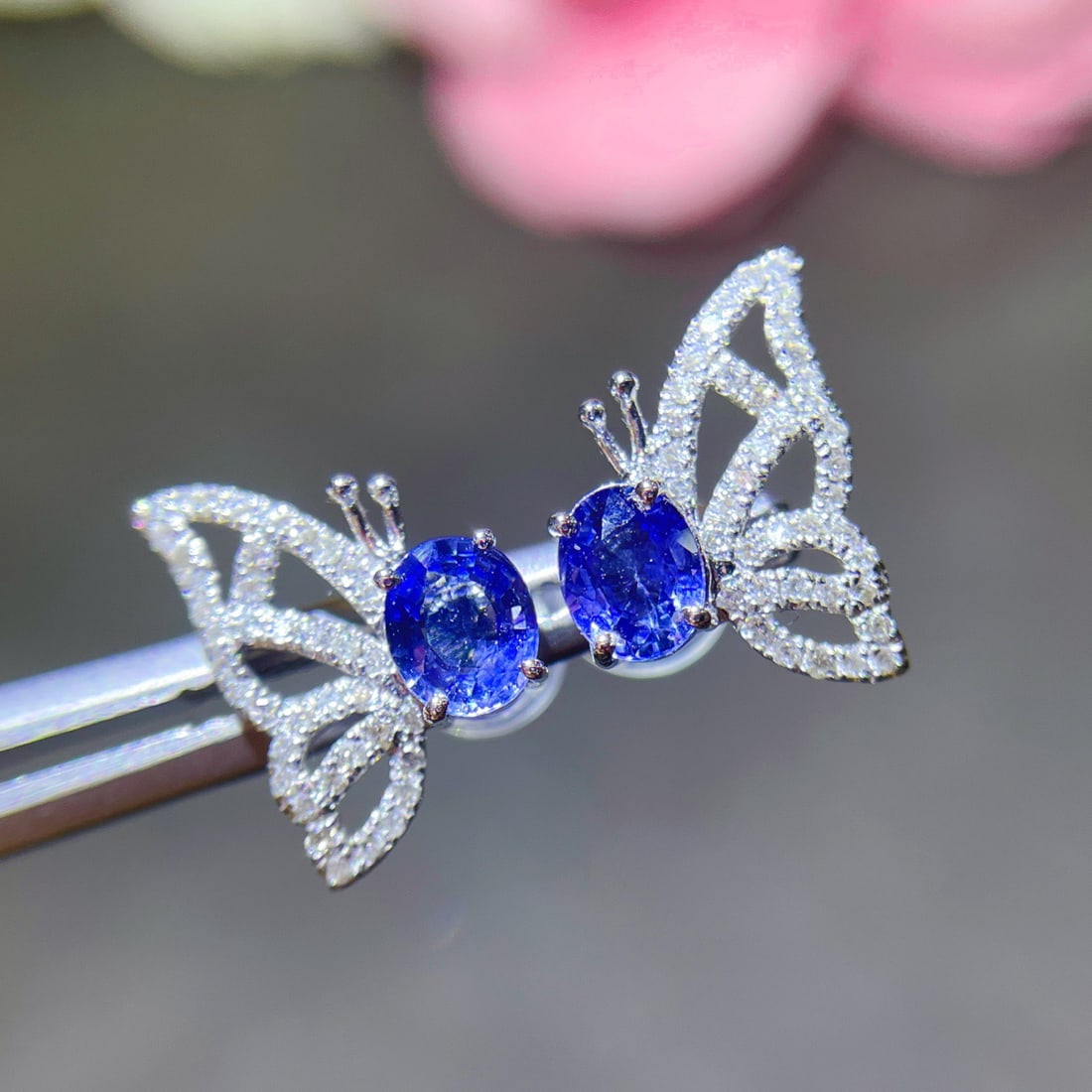 14k Gold 1.06 Ctw Natural Sapphire & Diamond Earrings - 3