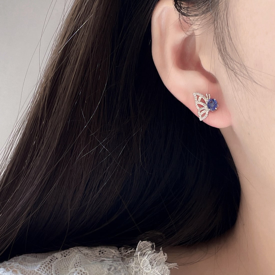 14k Gold 1.06 Ctw Natural Sapphire & Diamond Earrings - 4