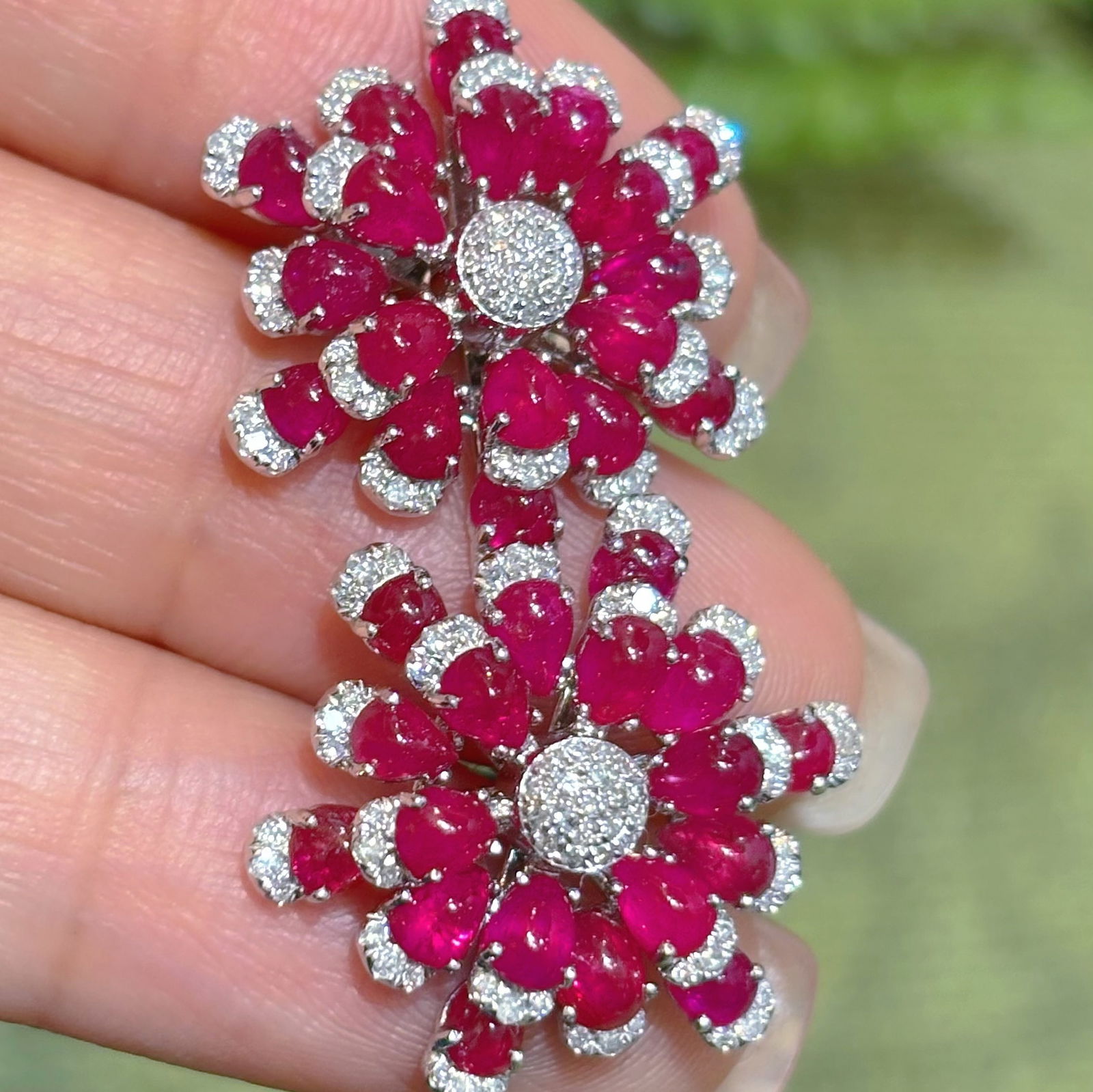 14k Gold 7.2 Ct Natural Ruby & Diamond Earrings - 5