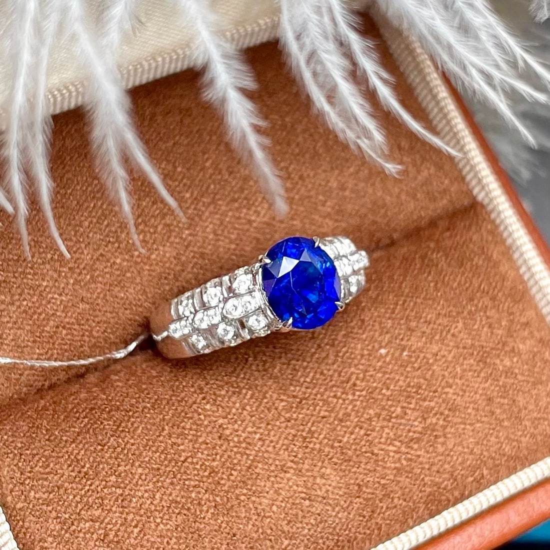 14k Gold 2.91 Ctw Natural Sapphire & Diamond Ring - 3