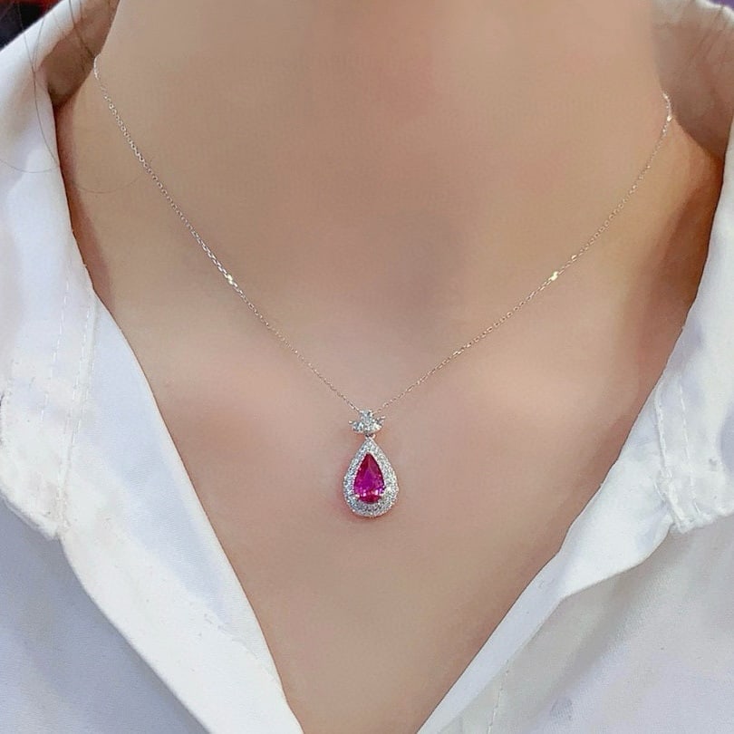 14k Gold 1.71 Ctw Natural Sapphire & Diamond Pendant( Without Chain ) - 5