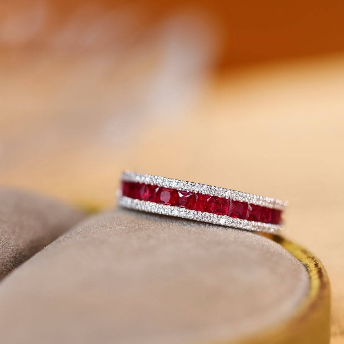 14k Gold 1.18 Ctw Natural Ruby & Diamond Ring: Ref:231114139 // gold content:14k gold // ring size:7. 25us // // main gemstone:ruby // shape:princess // carat weight:1ct // color:red // treatment:natural // // adjacent gemstone 2 : diamond //