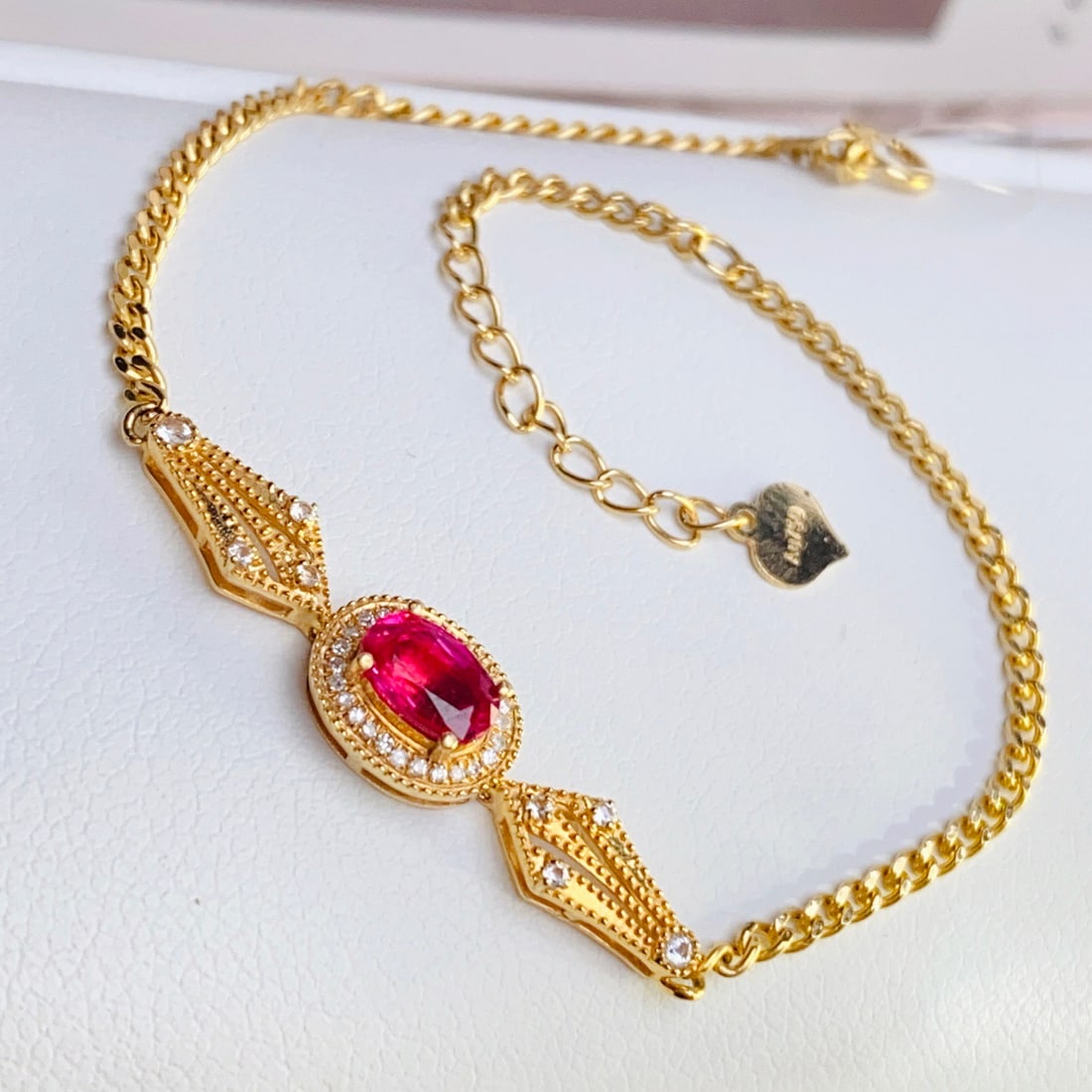 14k Gold 0.70 Ct Natural Ruby & Diamond & Sapphire Bracelet - 3