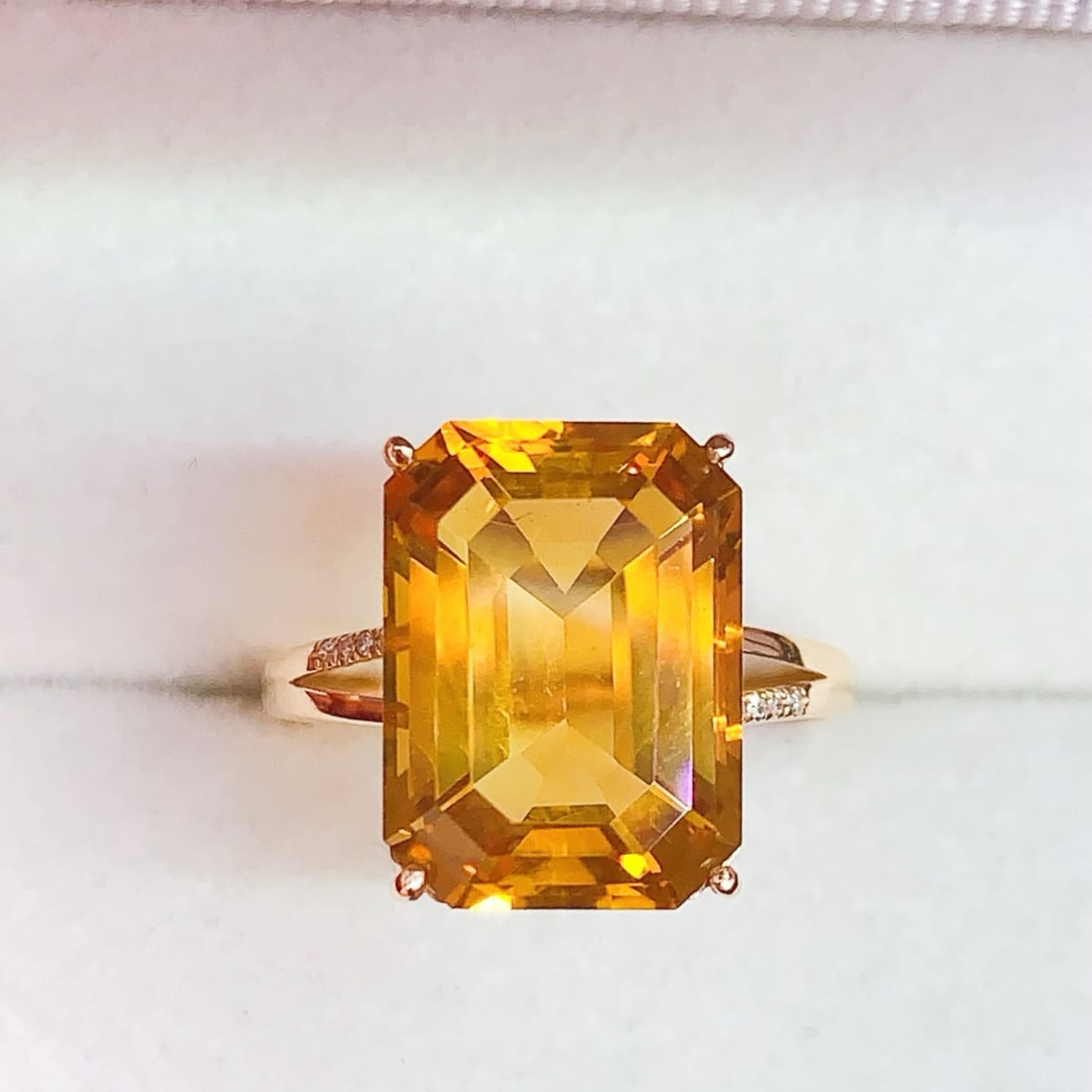 14k Gold 6.78 Ctw Natural Citrine & Diamond Ring - 5