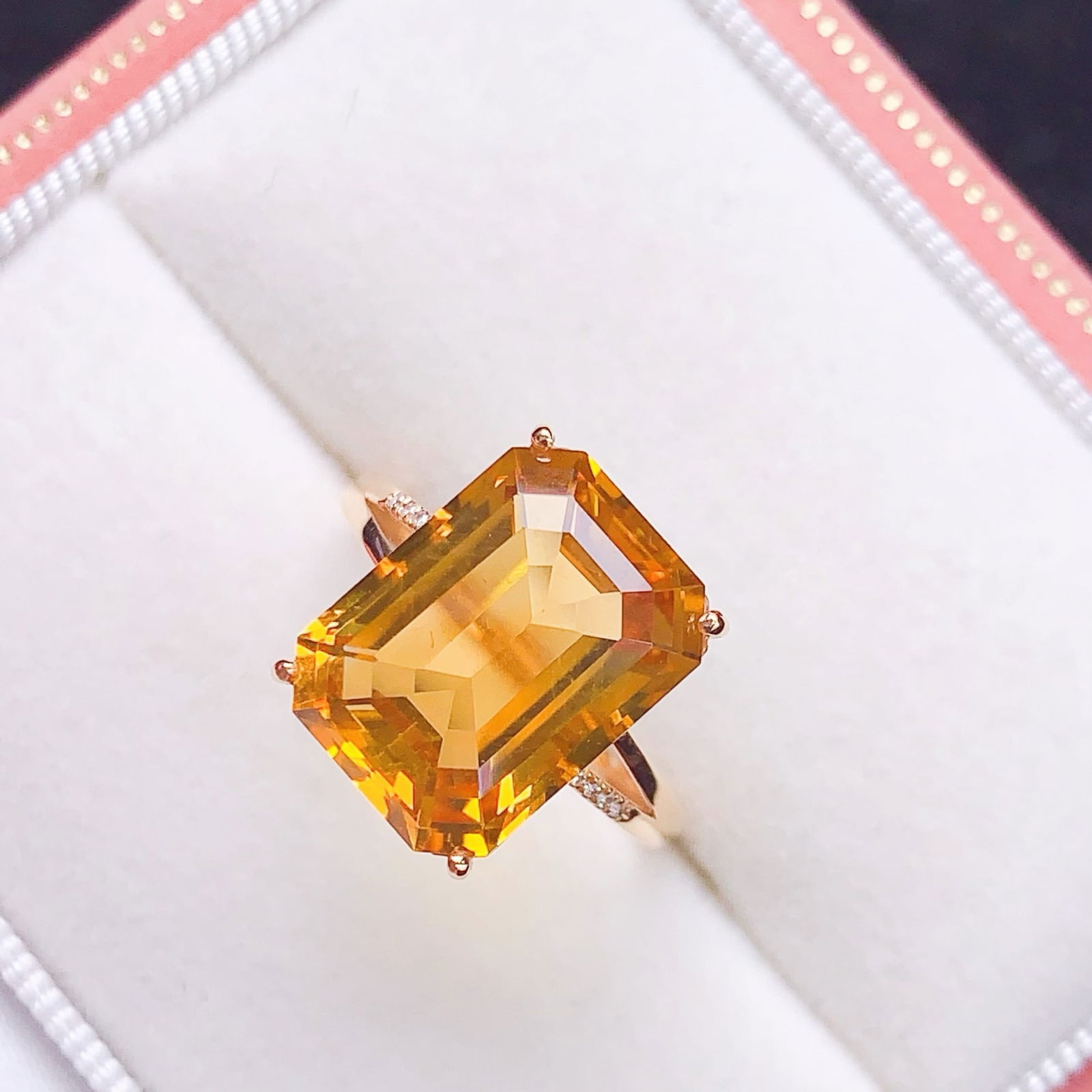 14k Gold 6.78 Ctw Natural Citrine & Diamond Ring - 6