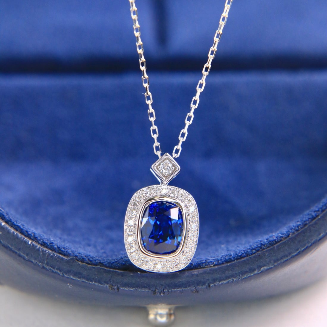 14k Gold 1.28 Ctw Natural Sapphire & Diamond Necklace - 7