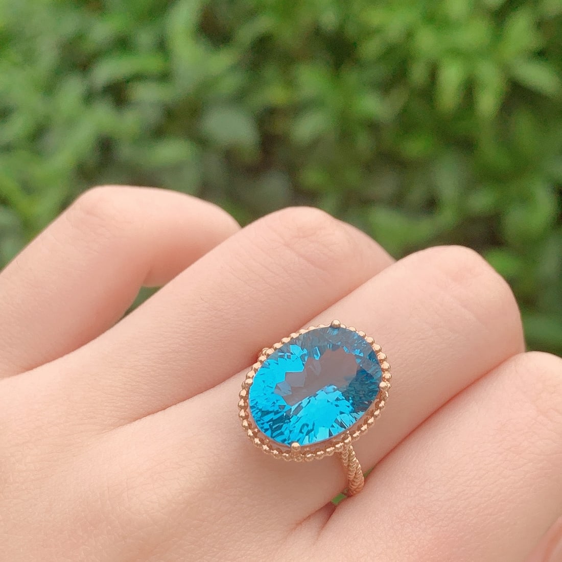 14k Gold 9.20 Ct Natural Topaz Ring - 6