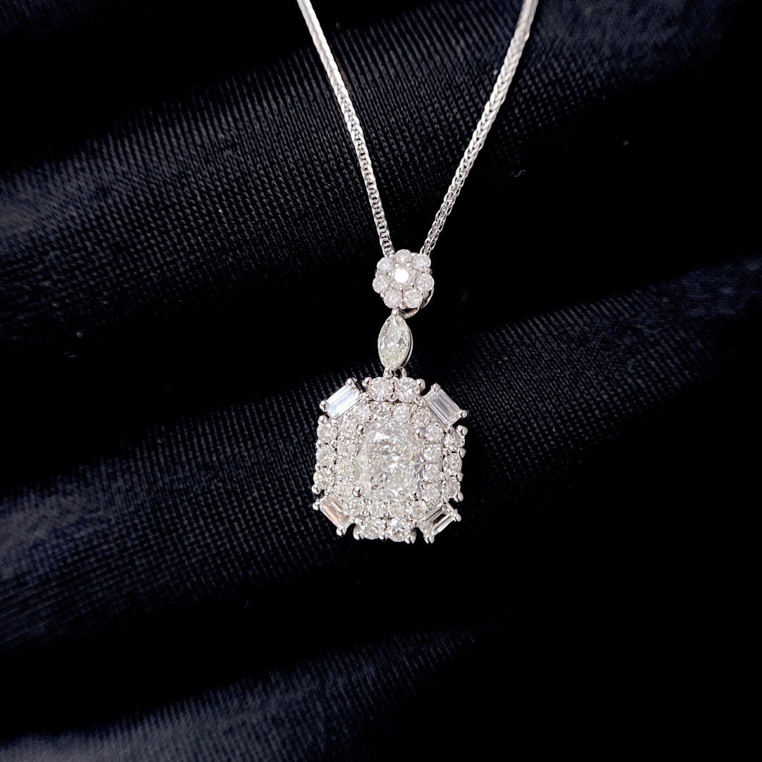 Gia Certified 14k Gold 0.50 Ct Natural H Vs1 Cushion Diamond Necklace - 3