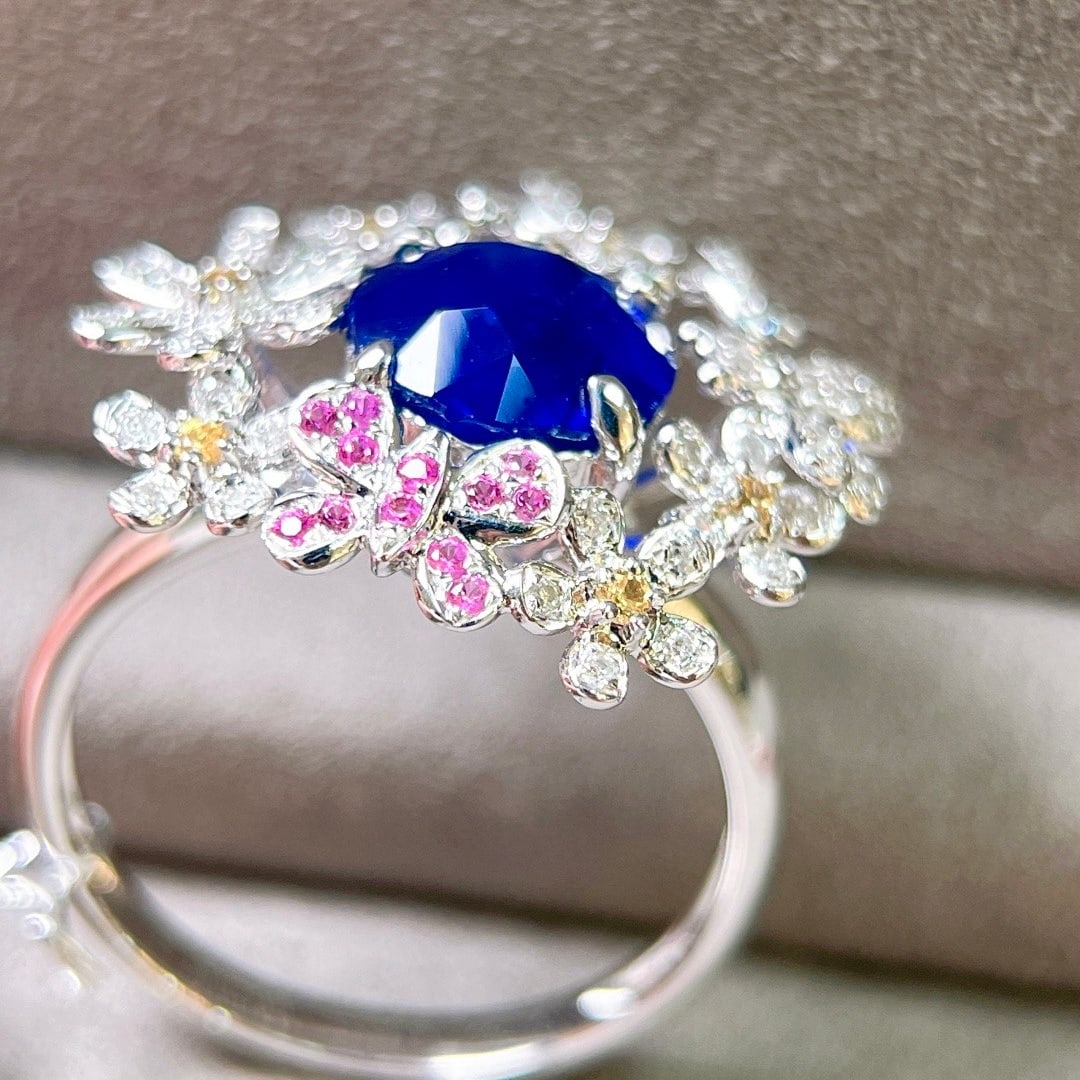 14k Gold 2.76 Ctw Natural Sapphire & Diamond Ring - 3