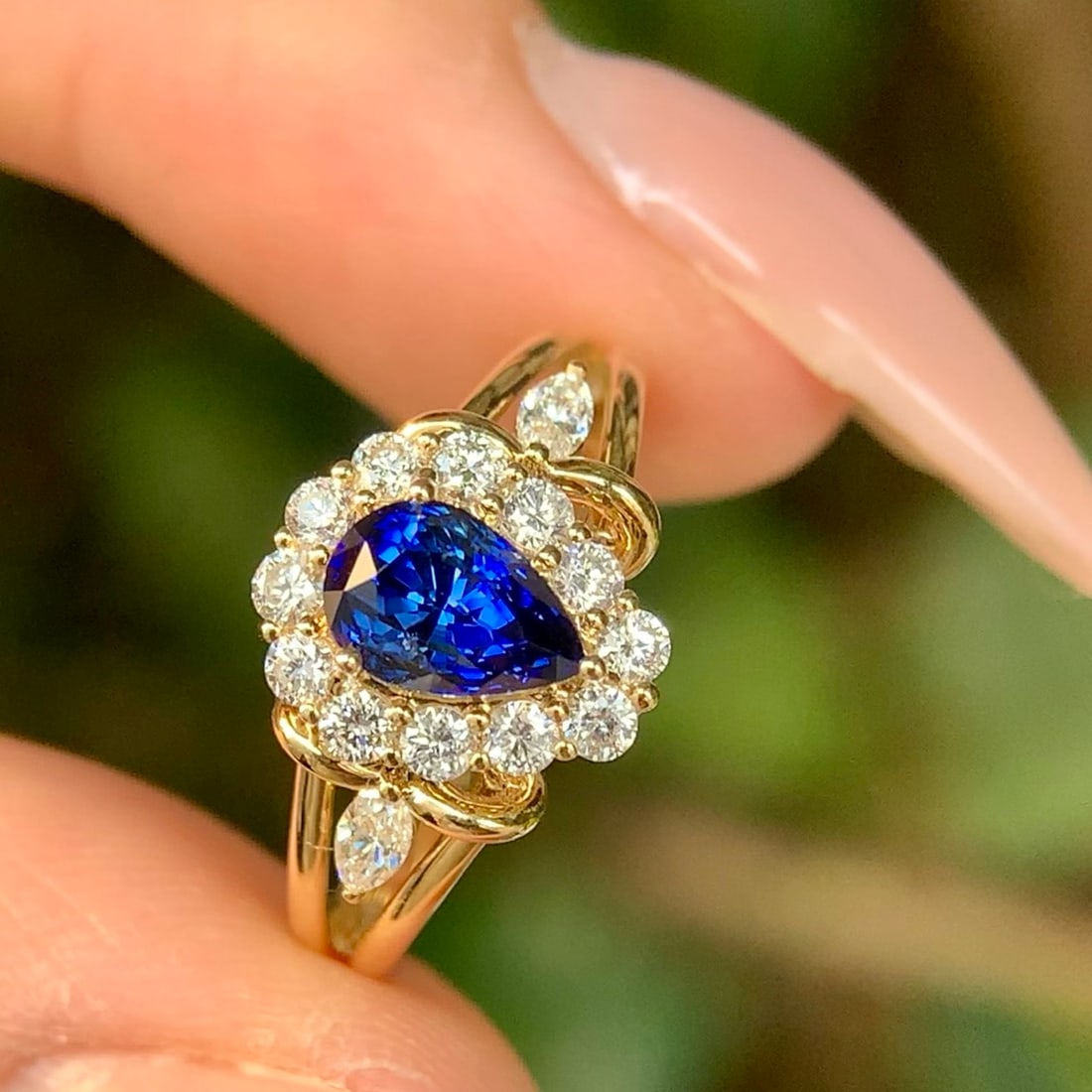 14k Gold 1.76 Ctw Natural Sapphire & Diamond Ring - 6