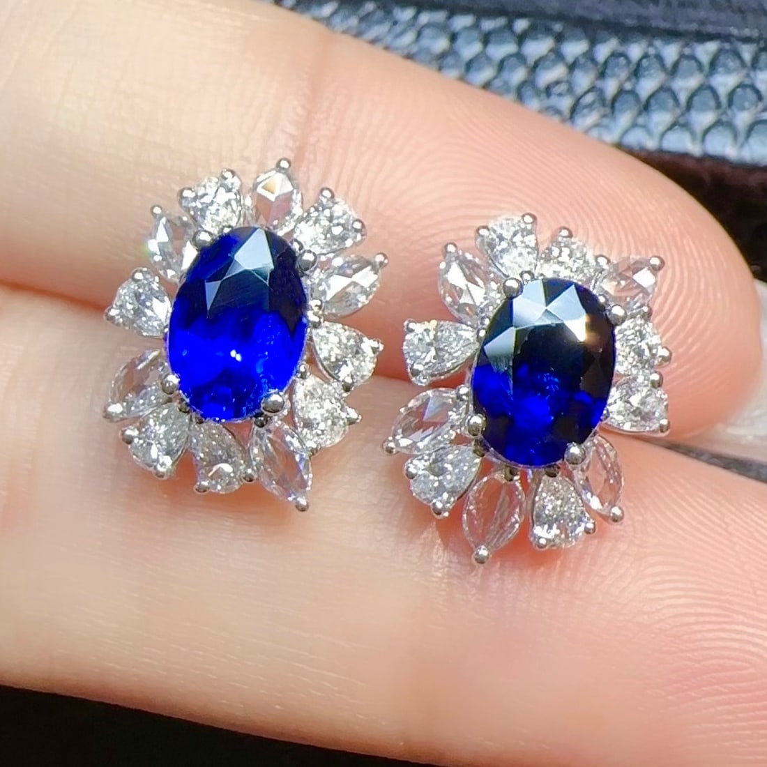 14k Gold 2.83 Ctw Natural Sapphire & Diamond Earrings - 3