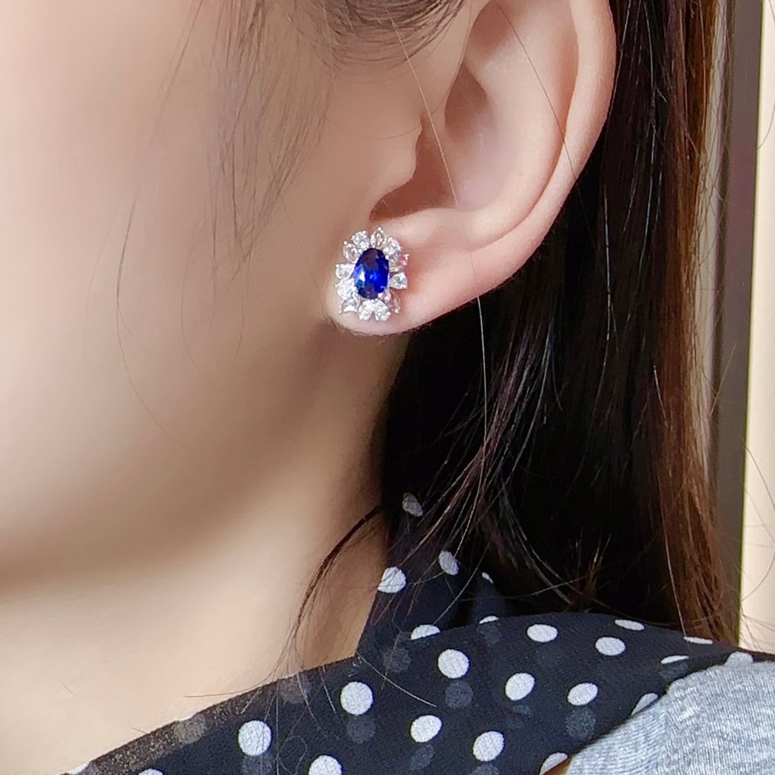 14k Gold 2.83 Ctw Natural Sapphire & Diamond Earrings - 4