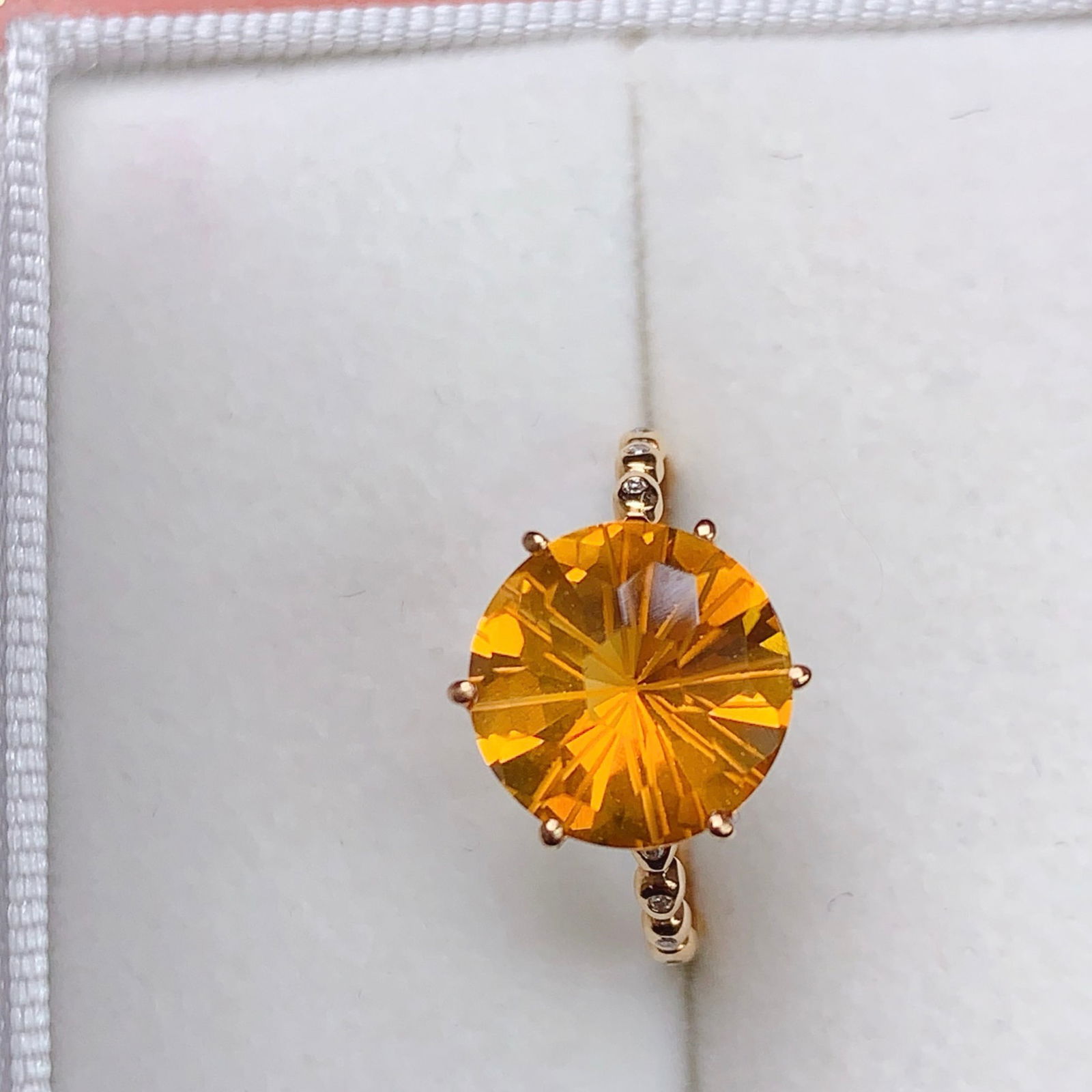 14k Gold 3.22 Ctw Natural Citrine & Diamond Ring - 4