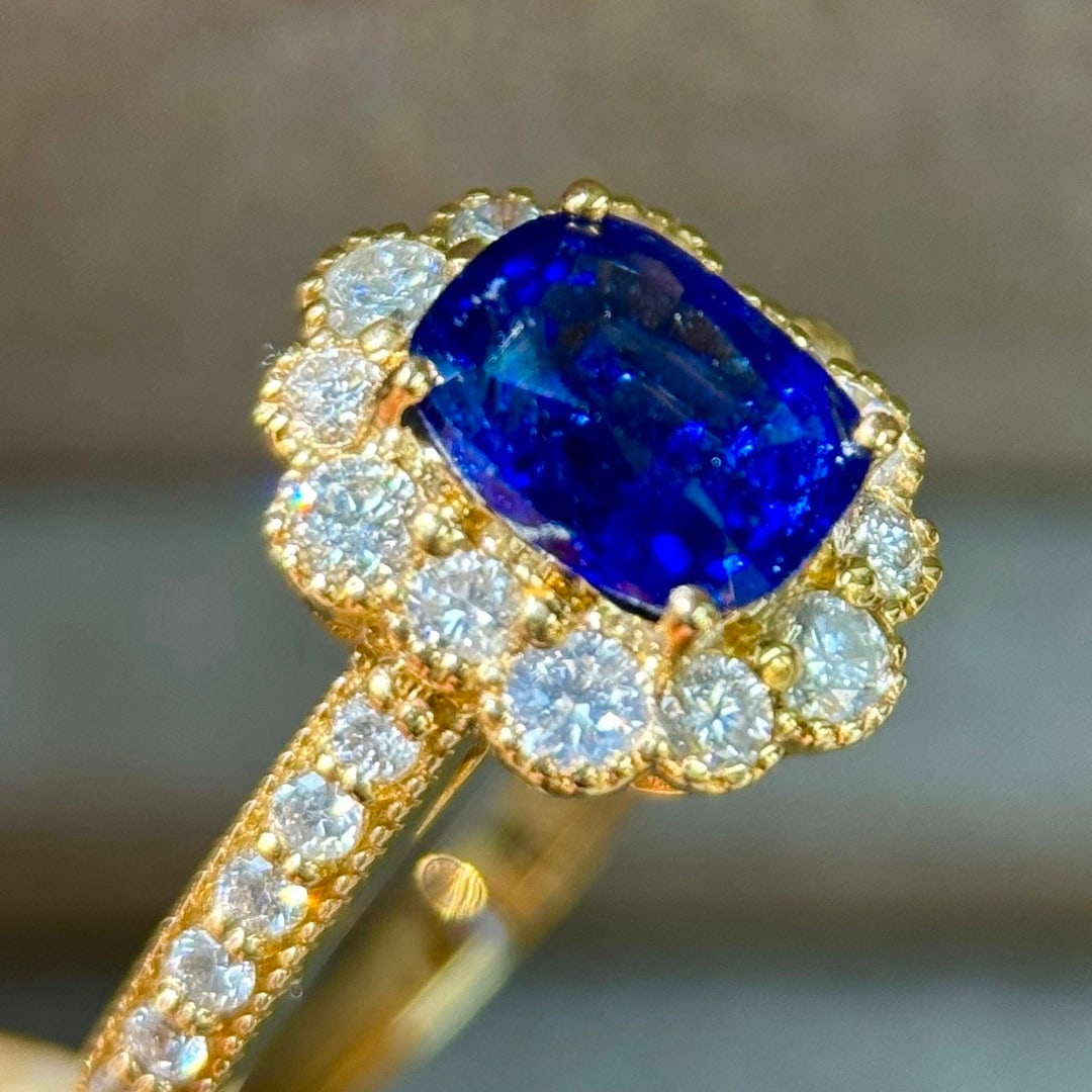 14k Gold 2.14 Ctw Natural Sapphire & Diamond Ring - 2