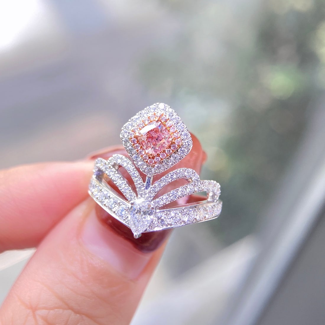 Gia Certified 14k Gold 1.26 Ctw Natural Pink Diamond & Diamond Ring - 2