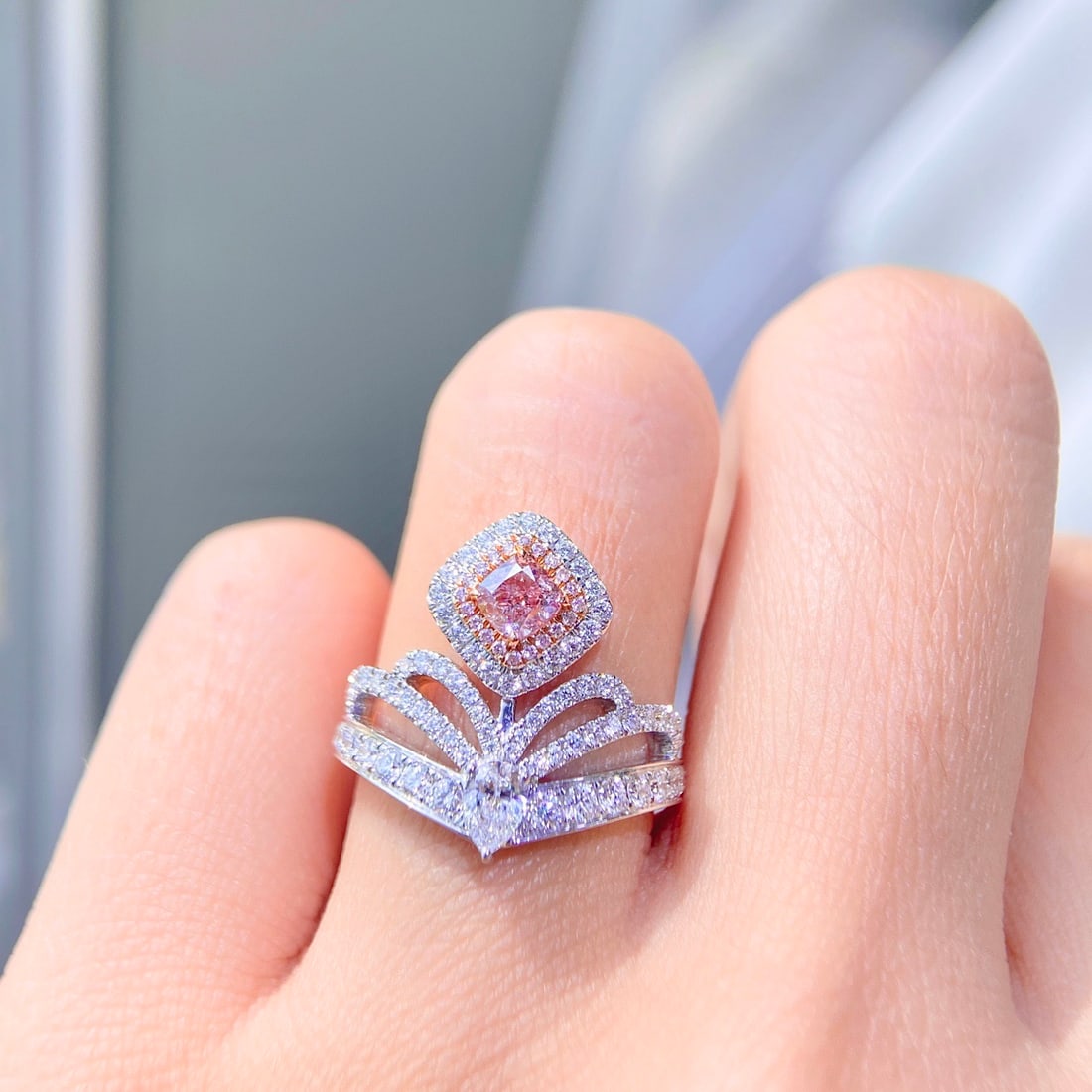 Gia Certified 14k Gold 1.26 Ctw Natural Pink Diamond & Diamond Ring - 3