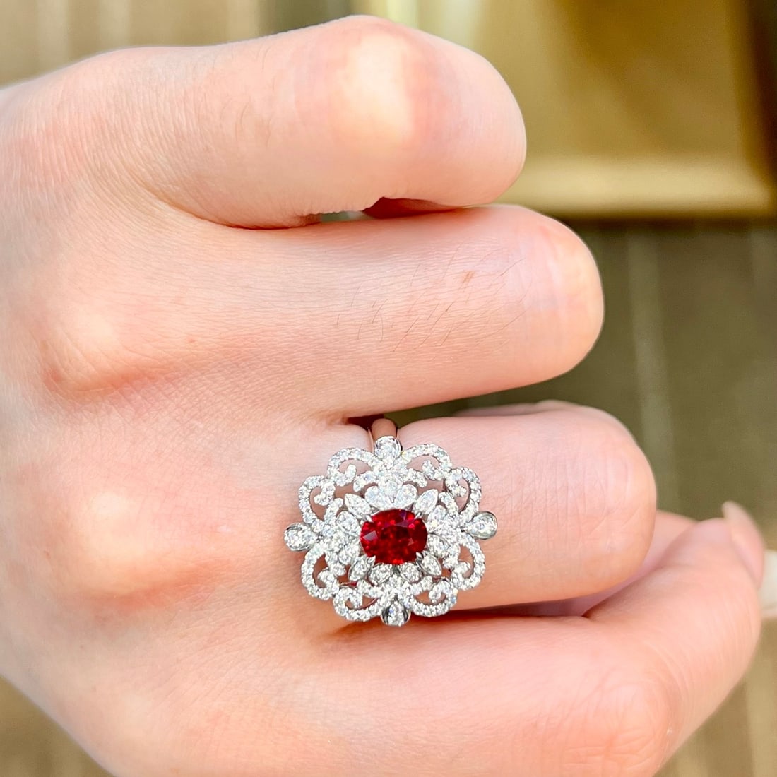 14k Gold 1.67 Ctw Natural Ruby & Diamond Ring - 7