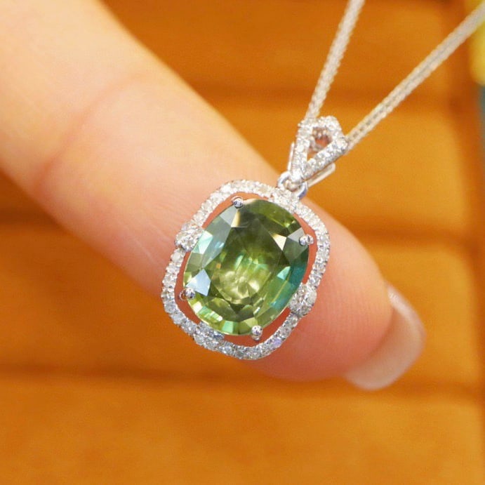 14k Gold 2.09 Ctw Natural Sapphire & Diamond Pendant( Without Chain ) - 3