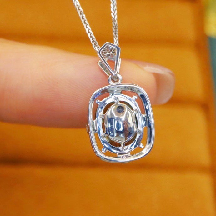 14k Gold 2.09 Ctw Natural Sapphire & Diamond Pendant( Without Chain ) - 4