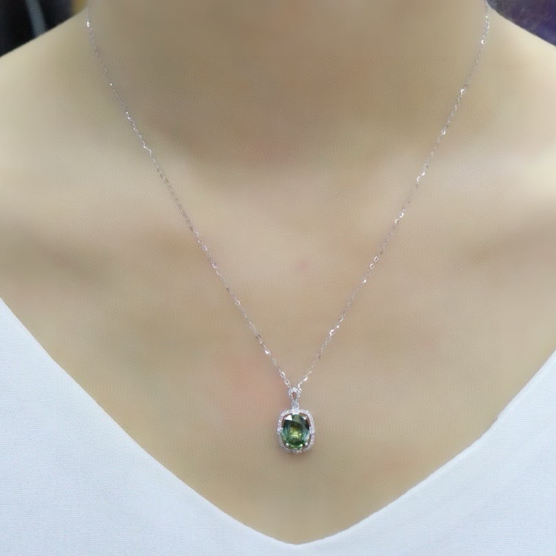 14k Gold 2.09 Ctw Natural Sapphire & Diamond Pendant( Without Chain ) - 5