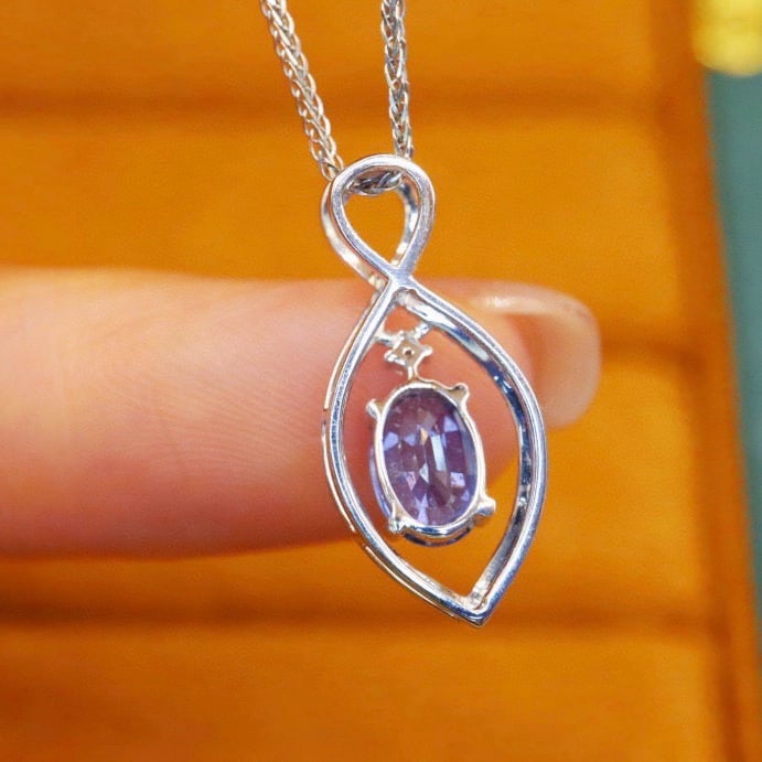 14k Gold 1.15 Ctw Natural Sapphire & Diamond Pendant( Without Chain ) - 4