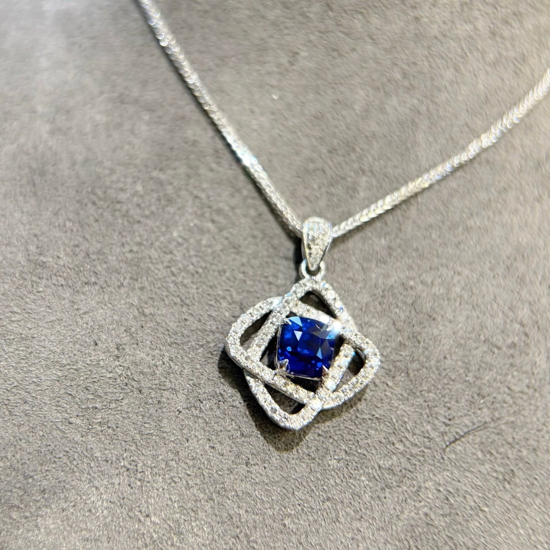 14k Gold 1.13 Ctw Natural Sapphire & Diamond Pendant( Without Chain ) - 5
