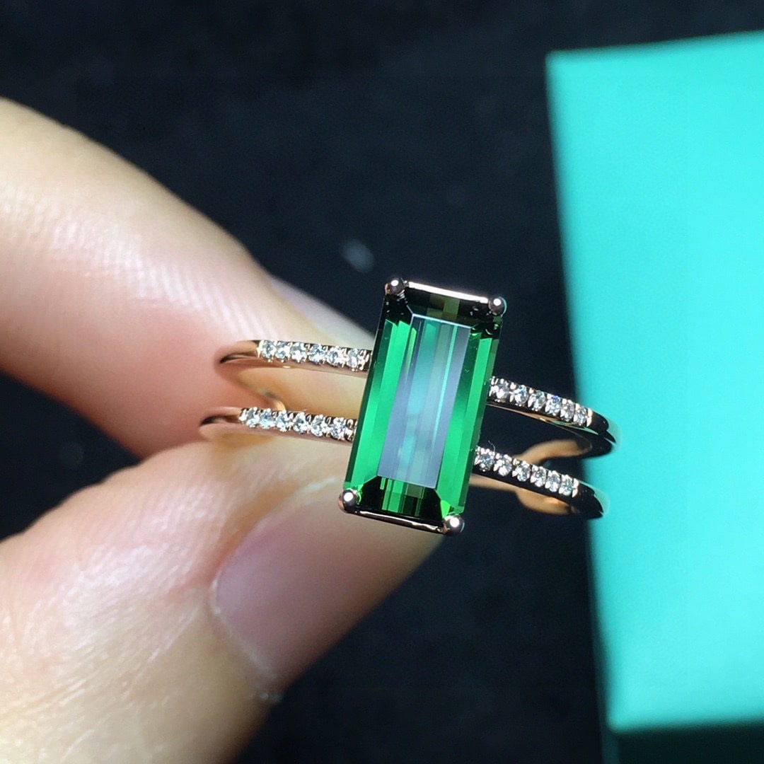 14k Gold 1.68 Ct Natural Tourmaline & Diamond Ring - 2