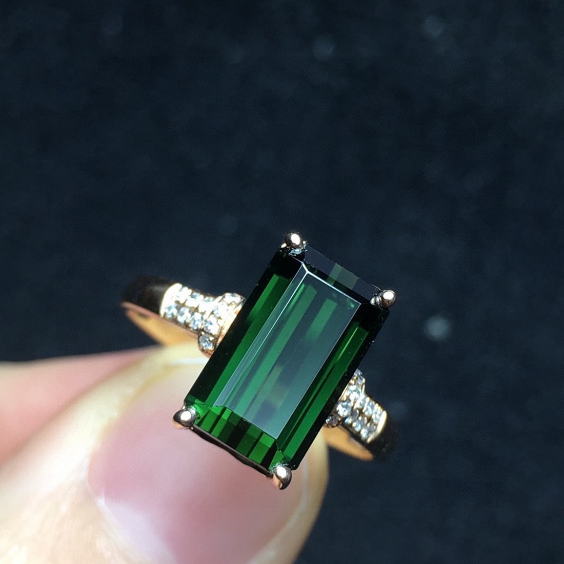 14k Gold 3.29 Ct Natural Tourmaline & Diamond Ring - 2