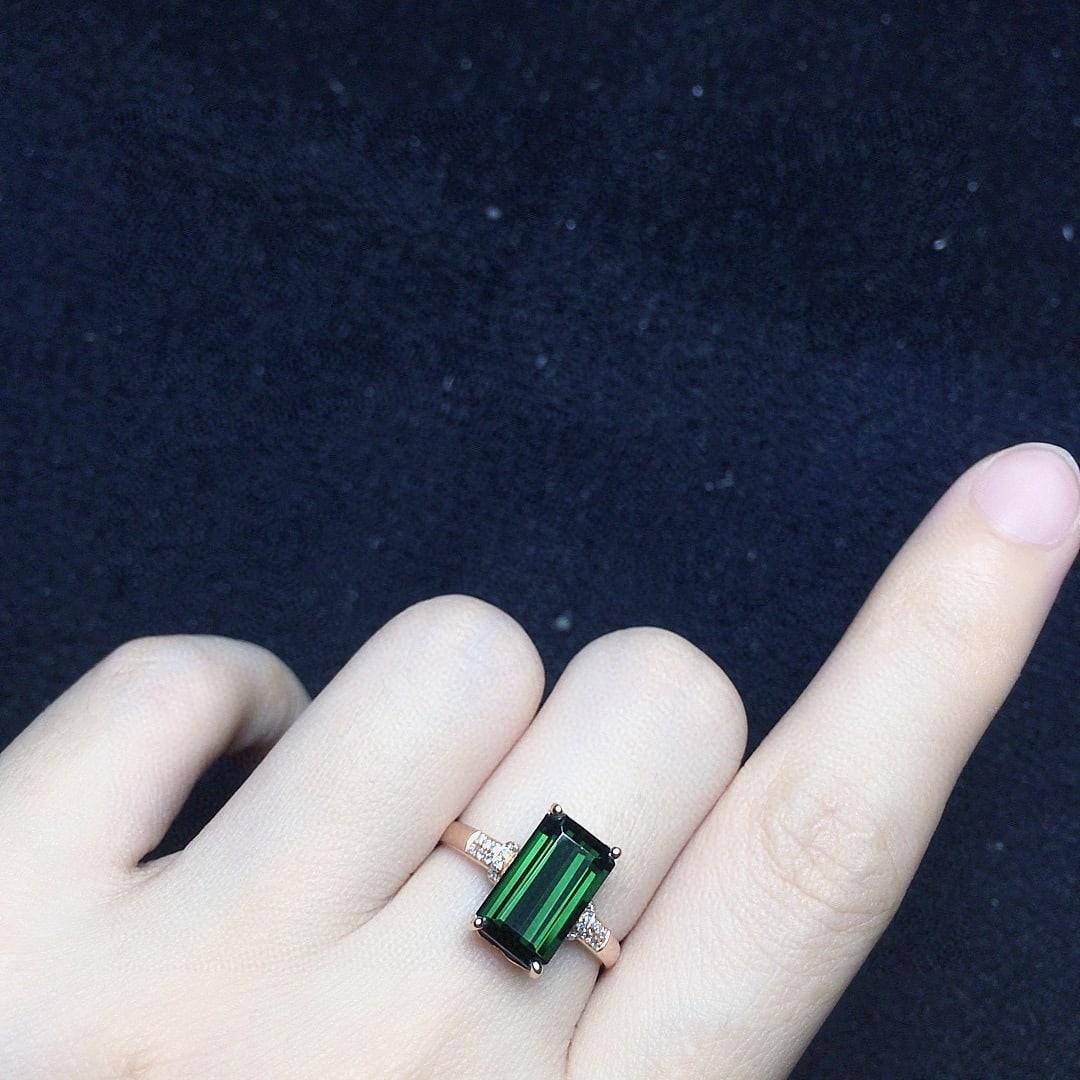 14k Gold 3.29 Ct Natural Tourmaline & Diamond Ring - 4