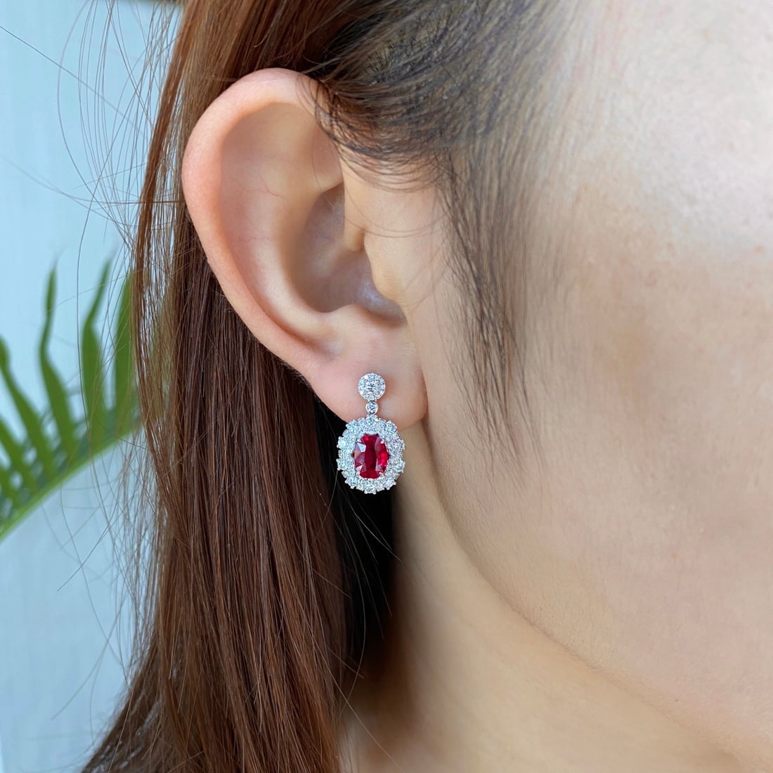 14k Gold 3.71 Ctw Natural Ruby & Diamond Earrings - 4