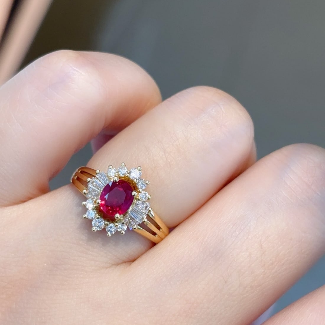 14k Gold 0.92 Ct Natural Ruby & Diamond Ring - 5