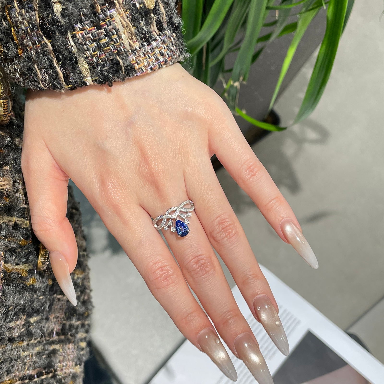 14k Gold 1 Ct Natural Sapphire & Diamond Ring - 2