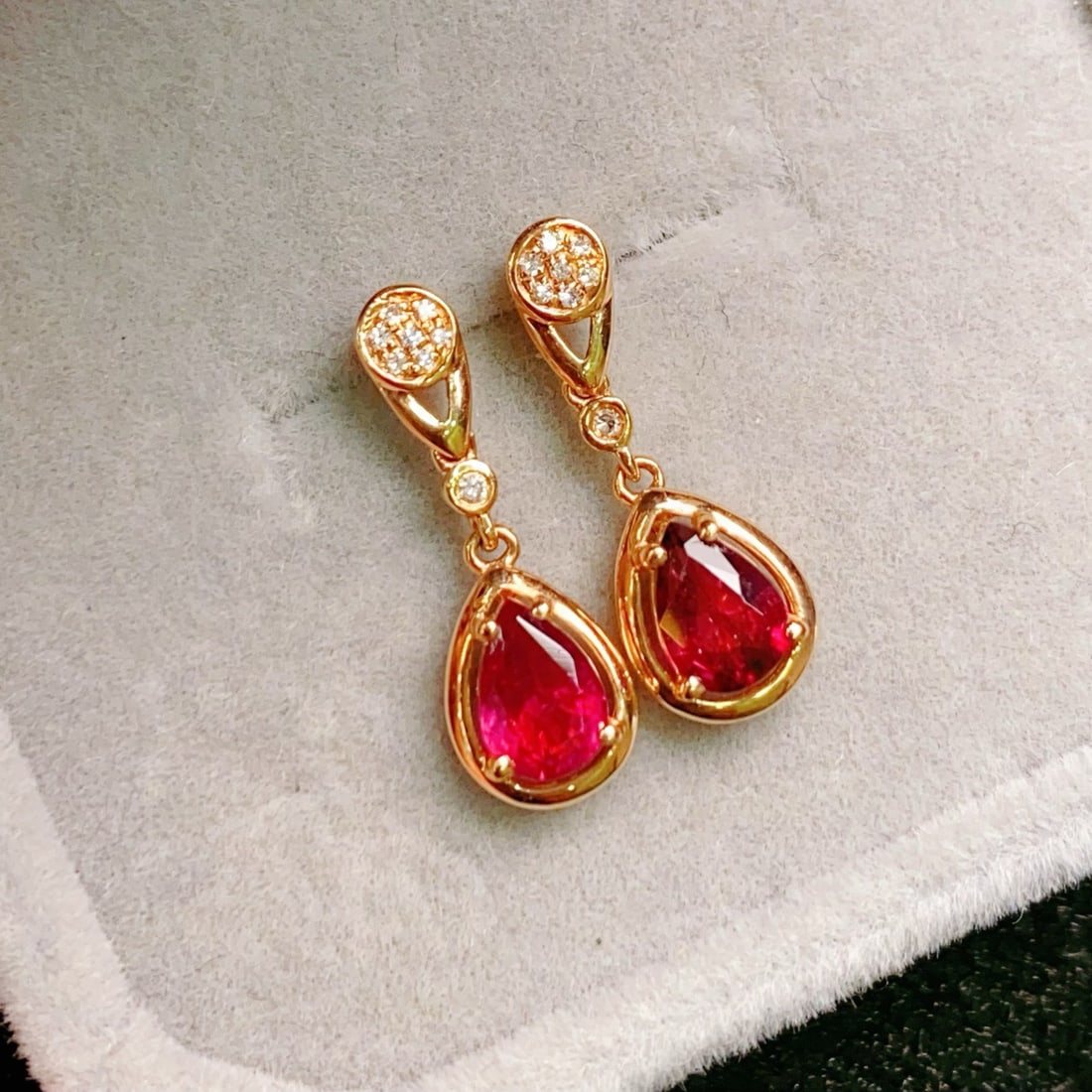 14k Gold 0.75 Ctw Natural Tourmaline & Diamond Earrings - 2