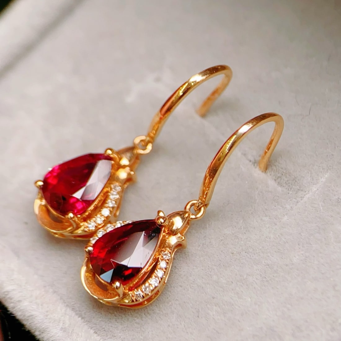 14k Gold 1.27 Ctw Natural Tourmaline & Diamond Earrings - 6