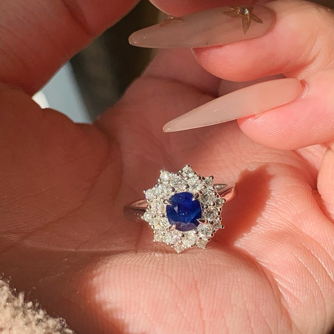 14k Gold 1.98 Ctw Natural Sapphire & Diamond Ring - 7