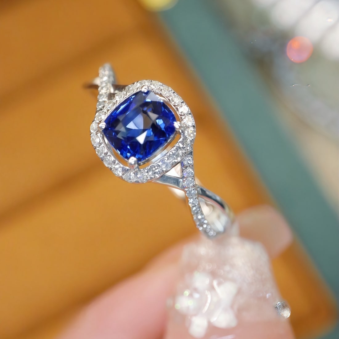 14k Gold 1.24 Ctw Natural Sapphire & Diamond Ring - 3