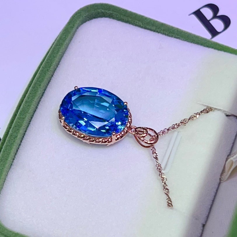 14k Gold 14.8 Ct Natural Topaz Pendant( Without Chain ) - 3