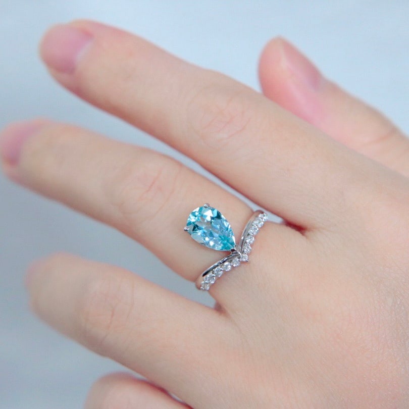 14k Gold 1.86 Ctw Natural Aquamarine & Diamond Ring - 5